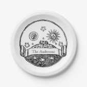  Sun Moon Stars Ocean Planet Earth Tekening Papieren Bordje (Voorkant)