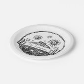  Sun Moon Stars Ocean Planet Earth Tekening Papieren Bordje (Gekanteld)