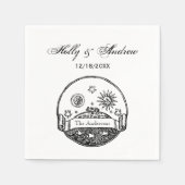 Sun Moon Stars Ocean Planet Earth Tekening Servetten (Voorkant)