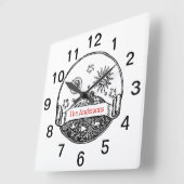  Sun Moon Stars Ocean Planet Earth Tekening Vierkante Klok (Hoek)