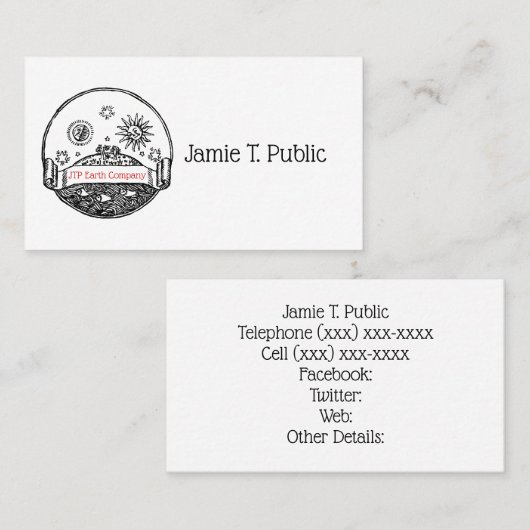  Sun Moon Stars Ocean Planet Earth Tekening Visitekaartje (Voorkant / Achterkant)