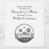 Sun Moon Stars Ocean Planet Earth Tekening Wijn Etiket (Enkel label)