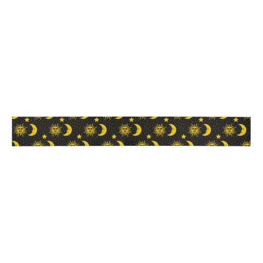 Sun Moon Stars Patroon Grosgrain Lint (Voorkant)