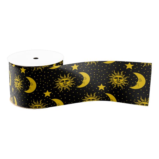 Sun Moon Stars Patroon Grosgrain Lint (Spoel)