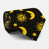 Sun Moon Stars Patroon Stropdas (Opgerold)