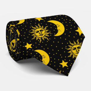  Sun Moon Stars Patroon Stropdas