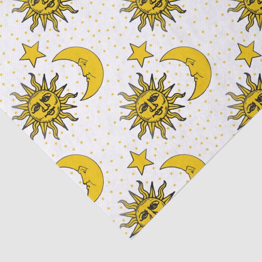 Sun Moon Stars Patroon Tissuepapier (Detail)