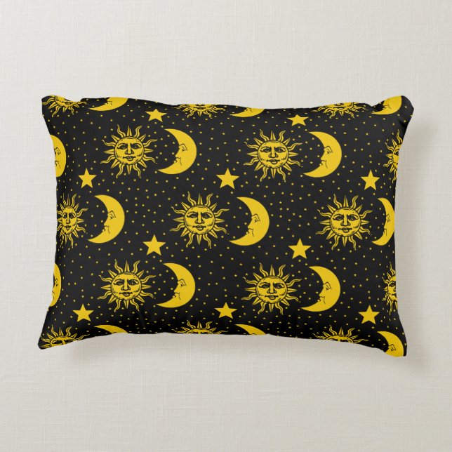 Sun Moon Stars Pattern Decoratief Kussen (Achterkant)