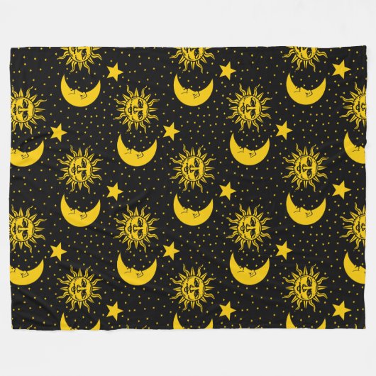 Sun Moon Stars Pattern Fleece Deken (Voorkant (Horizontaal))