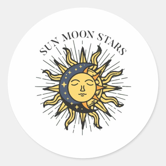 Sun Moon Stars Ronde Sticker (Voorkant)