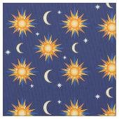 Sun Moon Stars Sewing Midnight Blue Materie Stof (Close Up)