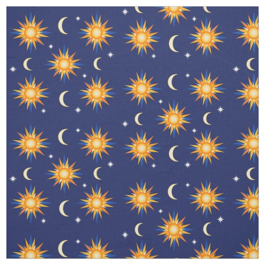 Sun Moon Stars Sewing Midnight Blue Materie Stof (Swatch)