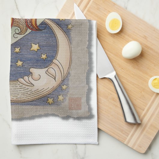 Sun Moon & Stars Theedoek (Quarter Fold)