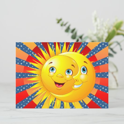 Sun Moon Stars Uitnodiging (Staand voorkant)