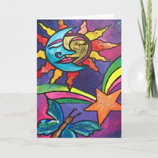 Sun Moon Stars Wenskaart Kaart (Voorkant)