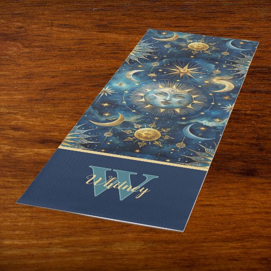 Sun Moon Sterren Astrologisch en Celestial Monogra Yogamat