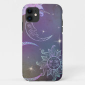 Sun moon sterren paarse retro boho chic Case-Mate iPhone case (Achterkant)