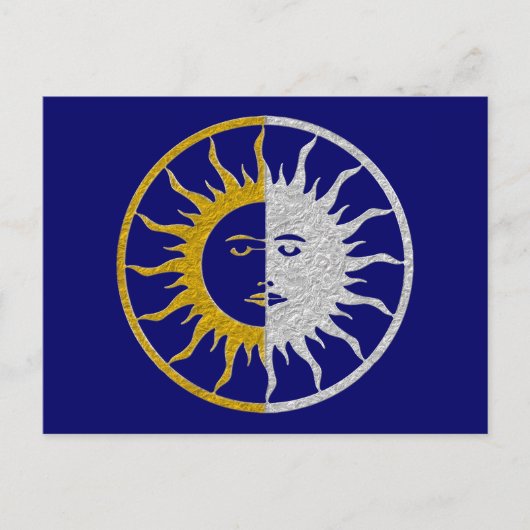 SUN & MOON-symbool - gouden zilver Briefkaart (Voorkant)