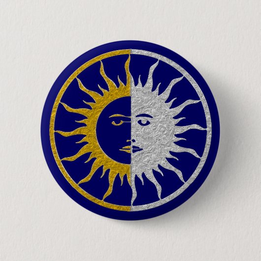 SUN & MOON-symbool - gouden zilver Ronde Button 5,7 Cm (Voorkant)