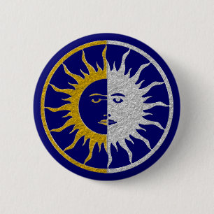 SUN & MOON-symbool - gouden zilver Ronde Button 5,7 Cm