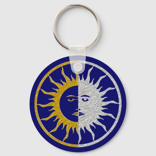 SUN & MOON-symbool - gouden zilver Sleutelhanger (Voorkant)