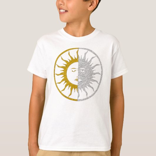 SUN & MOON-symbool - gouden zilver T-shirt (Voorkant)