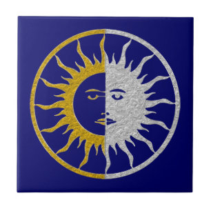 SUN & MOON-symbool - gouden zilver Tegeltje