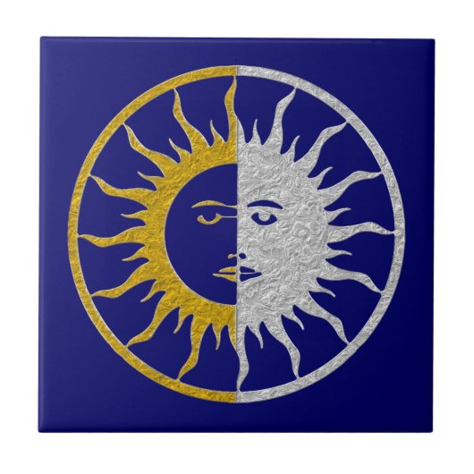 SUN & MOON-symbool - gouden zilver Tegeltje (Voorkant)