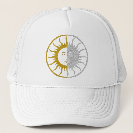 SUN & MOON-symbool - gouden zilver Trucker Pet (Voorkant)