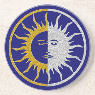 SUN & MOON-symbool - gouden zilver Zandsteen Onderzetter