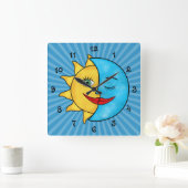 Sun Moon Vierkante Klok (Huis)