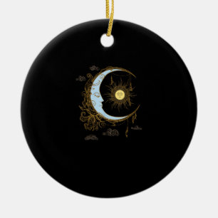 Sun Moon Vintage 90s Witch Whimsigoth Esthetisch Keramisch Ornament