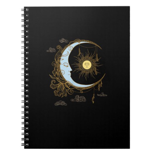 Sun Moon Vintage 90s Witch Whimsigoth Esthetisch Notitieboek (Voorkant)