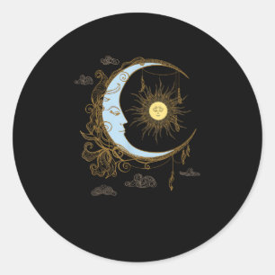Sun Moon Vintage 90s Witch Whimsigoth Esthetisch Ronde Sticker