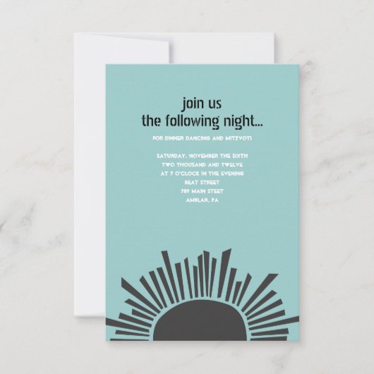 Sun Moon Water Bar Bat Mitzvah Small Party Kaart (Voorkant)