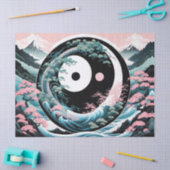 Sun Moon Wave Floral Mountain Roze Sage Blauwgroen Tissuepapier (Craft)