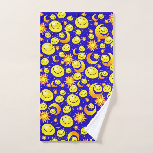 Sun Moon Yellow Stars Bathroom Towel sets Bad Handdoek (Handdoek)
