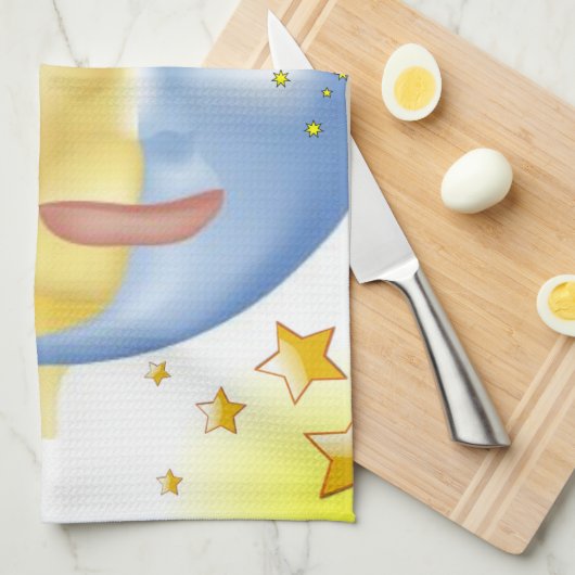 Sun Moon Yellow Stars Kitchen Handhanddoeken Theedoek (Quarter Fold)