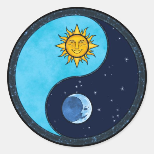 Sun Moon Yin Yang Ronde Sticker (Voorkant)