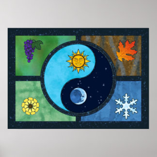 Sun Moon Yin Yang Symbol Art Poster