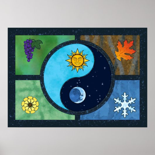 Sun Moon Yin Yang Symbol Art Poster (Voorkant)