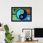 Sun Moon Yin Yang Symbol Art Poster (Thuiskantoor)