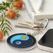Sun Moon Yin Yang Symbol Sleutelhanger (Voorkant Rechts)