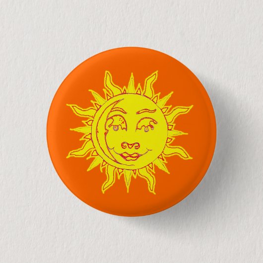 Sun Motif Button Pin Badge (Voorkant)