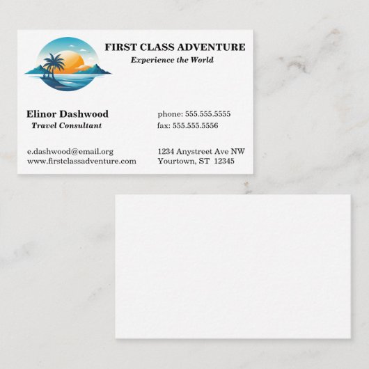 Sun Mountains Trees Circle Logo Reisbureau Visitekaartje (Voorkant / Achterkant)