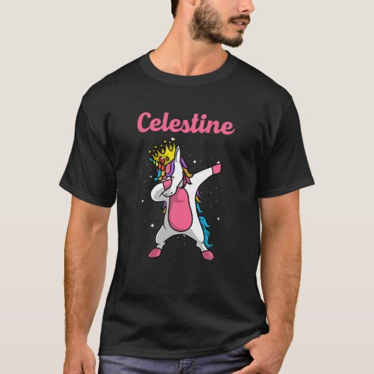 SUN Name Personalized Birthday Dabbing Unicorn Que T-shirt (Voorkant)