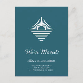 Sun Ocean Blauwgroen Blue Coastal New Address Aankondigingskaart