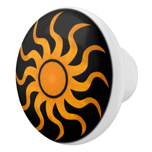 Sun On Black Decorative Ceramic Knob Keramische Knop (Rechts)