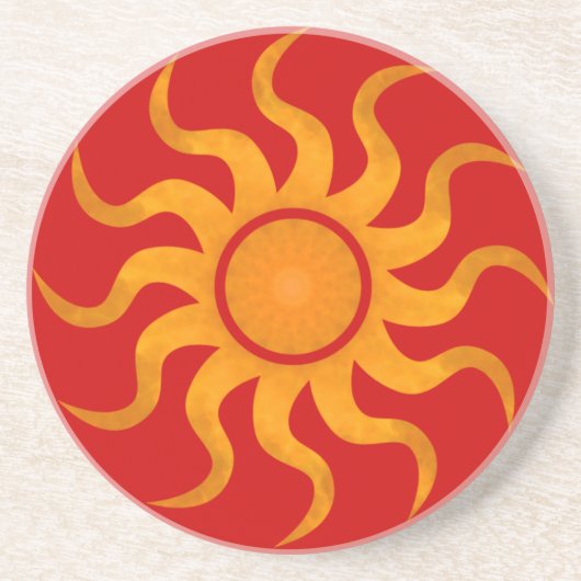 Sun Onderzetter 6 - Rode achtergrond (Voorkant)