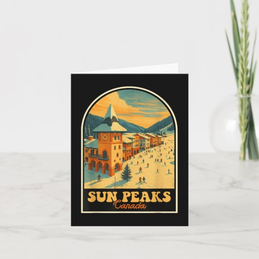 Sun Peaks Canada Design Retro Ski Village Kaart (Voorkant)